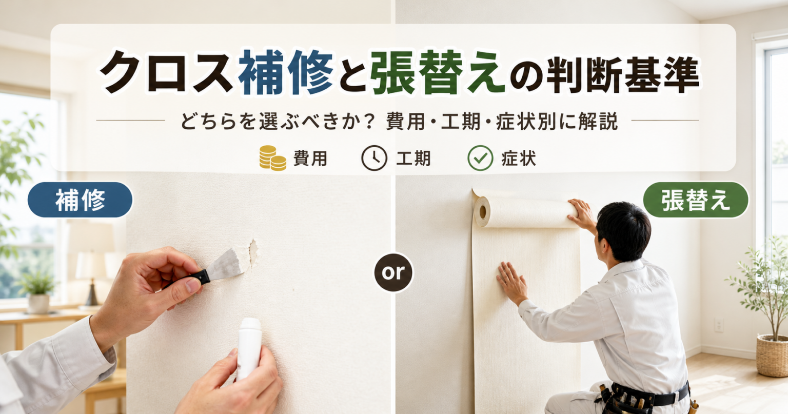クロス補修と張替えの判断基準｜どちらを選ぶべきか費用・工期・症状別に専門家が解説 – リフォームの匠王